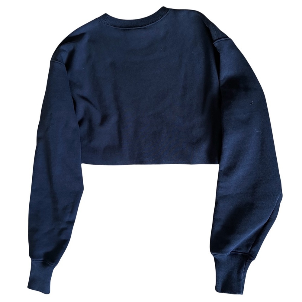 New Champion women's logo cropped long sleeves sweatshirt blue S/M 84% cotton - Picture 6 of 6